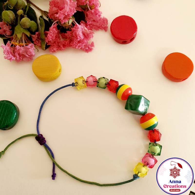 Hexagonal Crystal Bead Rakhi / Couple Rakhi