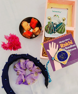 Handcrafted Beaded Bhai Motif Rakhi Hampers - 1