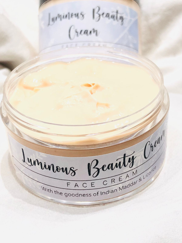 LUMINOUS BEAUTY HANDMADE ORGANIC FACE CREAM(For radiant skin, glowing skin, natural radiance, nourish, hydrate, lightweight, non-greasy, even skin tone, reduce dullness, youthful radiance, minimize imperfections, flawless complexion, nourishing, illuminating cream )